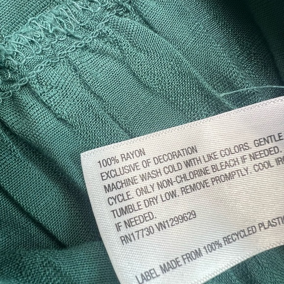 Knox Rose Womens Sz XL Green Lace Balloon Sleeve Boho Low High V Neck Shirt Top - Picture 13 of 13